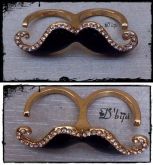 Anel Bigode dourado Pretoc/strass