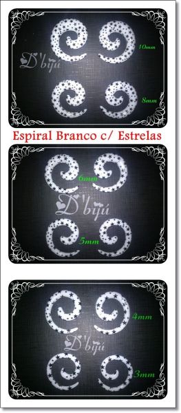 Alargador Espiral Branco c/ Estrelas-frete GRATIS-PAR